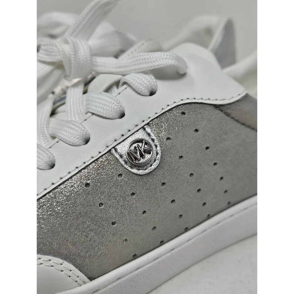 Michael Kors Scotty Casual Leather Sneakers White/Silver Women's Size 6.5M‎ NEW!
